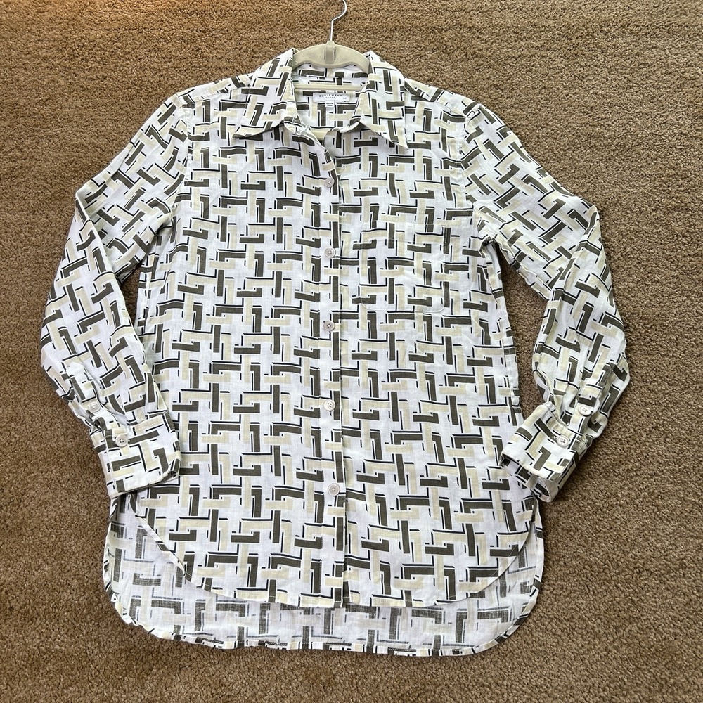EQUIPMENT FEMME | 100% Linen Natural Abstract Print Button down Shirt |‎ Small